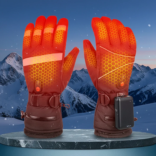 충전식 3단계 온도조절 발열 방한장갑 스마트폰 터치 5000mAh 오토바이 등산 스키 방수, 얇은 스카치