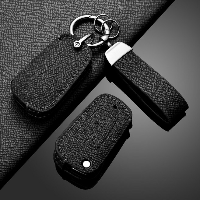 카로카 쉐보레 호환 가죽 키케이스 키커버 스파크 트랙스 말리부 크루즈 볼트, C-6(3버튼), 블랙