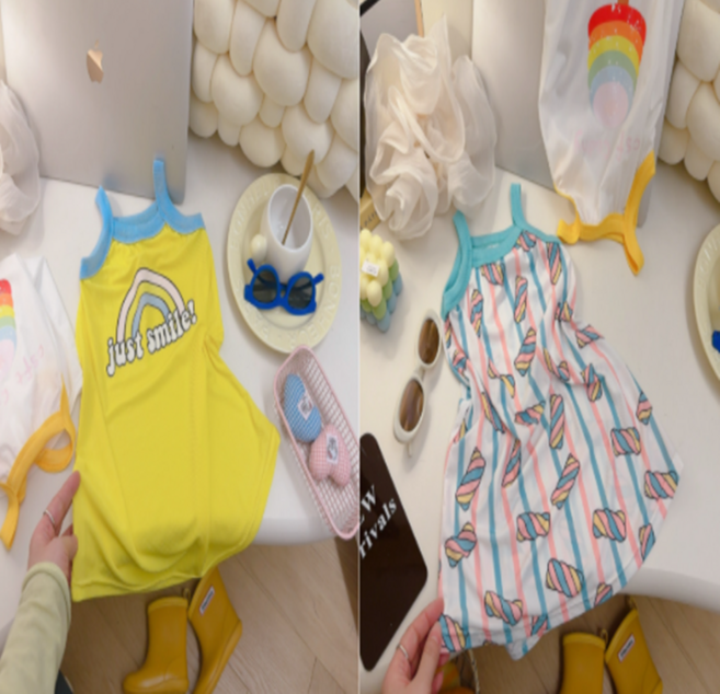 유 여아 여름 찰랑 아이스 원피스 1+1 세트