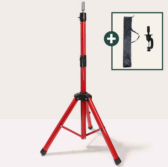 마운틴스톤 라이트락 미용 삼각대 헤어 발판 거치대 홀더 가발 마네킹 스텐드, 1개, 레드