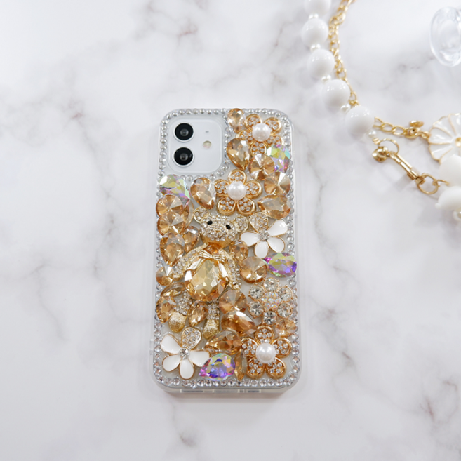 뉴욕마켓 큐빅 보석 진주 데코덴 파츠 귀여운 곰돌이 휴대폰 케이스