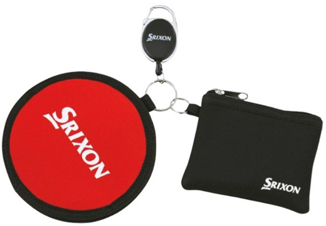던롭 스릭슨 포켓형 골프공타월 골프볼 클리너+ 골프티 미니 파우치 세트, 레드, 1개