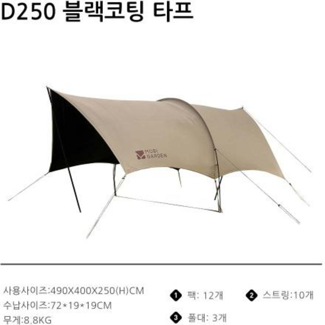 실타프 캠핑 방수 타프 경량 차양막 백패킹 야외 그늘막 MOBI GARDEN 블랙 코팅 방수포 육각형 나비 SunShelter 자외선 방지 UV50 대형 공간 휴대용, 1)하얀색