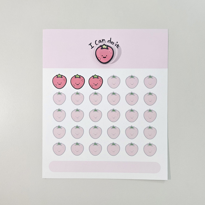 네모상점 습관체크 목표달성 챌린지 칭찬스티커 세트 칭찬스티커판12매 + 스티커12매 + 자석2개, 1세트, B_딸기