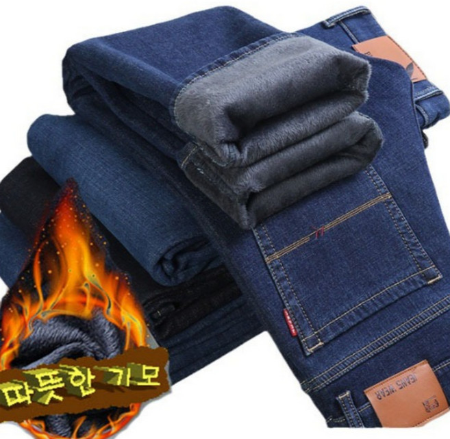 남성 겨울 기모 스판 청바지