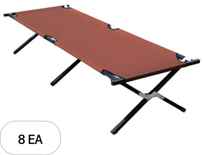 카르닉 접이식 캠핑 야외 군용 간이 스틸 프레임 그랜드 야전침대, 브라운, 8세트