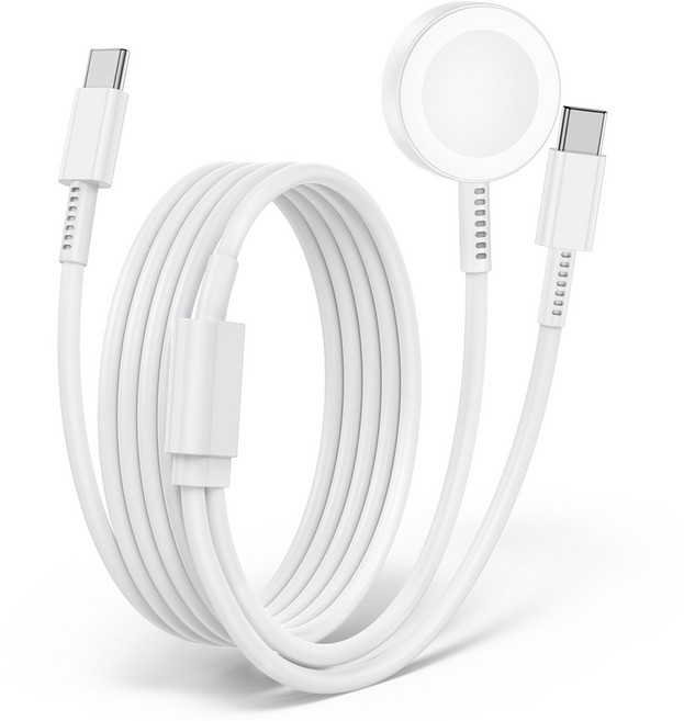 루미아코어 25W PPS PD 3.0 초고속 충전기 +갤럭시워치 호환 2in1 유무선 충전케이블 60W 180cm, 화이트, 1개, 1.8m