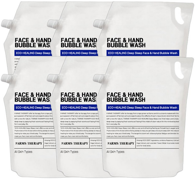 팜스테라피 페이스 앤 핸드 버블워시 리필 대용량 포밍 클렌저 클렌징폼 거품 비누 핸드워시, 6개, 2L