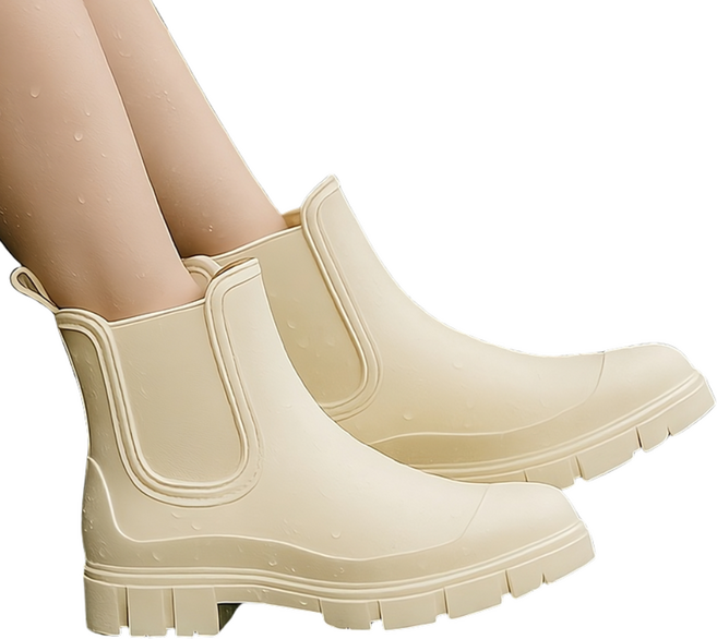 슈토리 레인부츠발편한 여성장화 데일리 미들 숏 3CM 미끄럼방지, 1개, 베이지