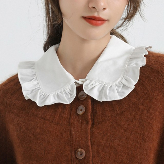 로얄 프릴 이너셔츠 순면 여성 페이크카라 넥케이프