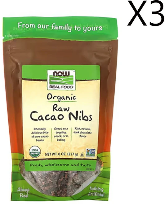 나우푸드 Real Food 유기농 무가공 카카오닙스 (8oz), 3개, 227g - 쿠팡