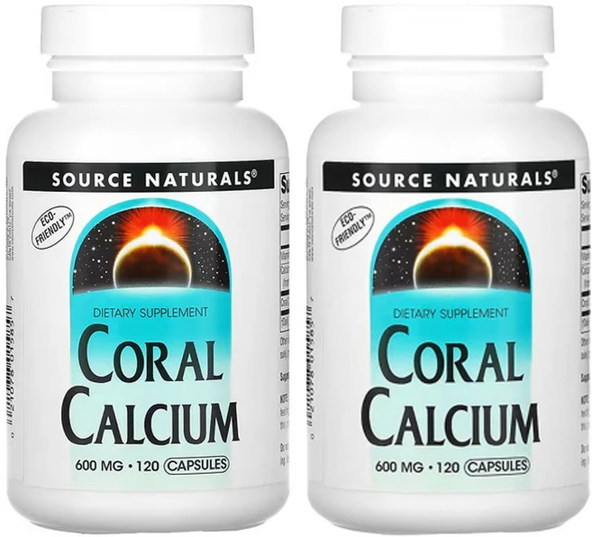 소스네츄럴스 산호 칼슘 600mg 캡슐 120정, 2팩 - 쿠팡