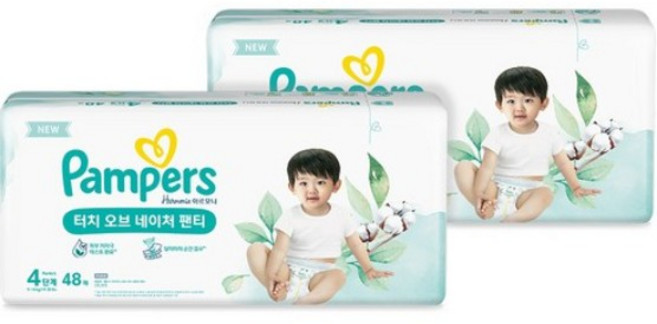 팸퍼스 2025 터치오브네이처 팬티형 기저귀 남여공용, 4단계, 48매