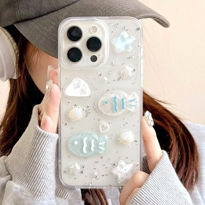 영스피플 물고기 투명 아이폰 케이스 TPU 귀여운 에폭시 12 13 14 15 16 플러스 프로맥스