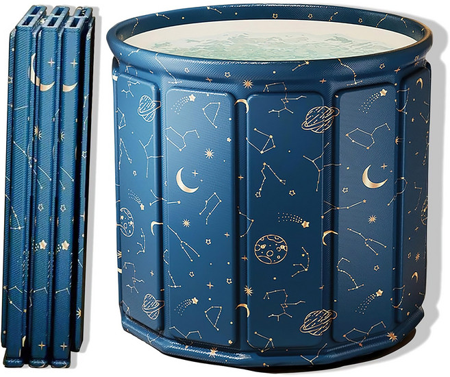 욕조 무조립 접이식 욕조 가정용 성인 전신 지름 70cm 이동식욕조 반신욕, 파란색, 1개