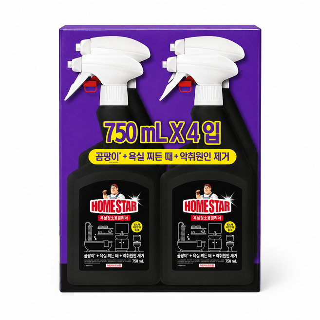 홈스타 바이럭스 세정제 욕실용, 750ml, 4개