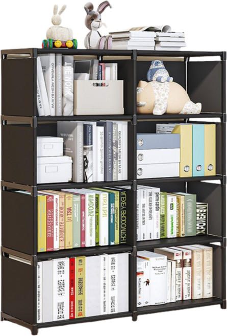 미르시 조립식 다용도 스탠딩 책꽂이 수납 선반 정리함, 4단, 블랙