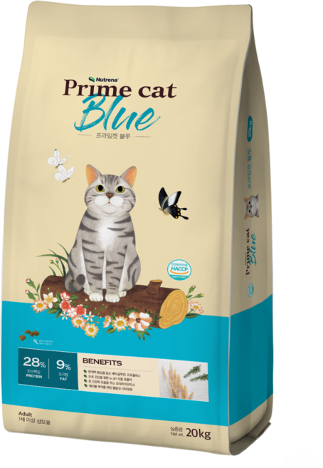 뉴트리나 프라임캣 블루 20kg 고양이사료 대용량 대포장 길냥이밥 길고양이 전연령, 1개, 닭