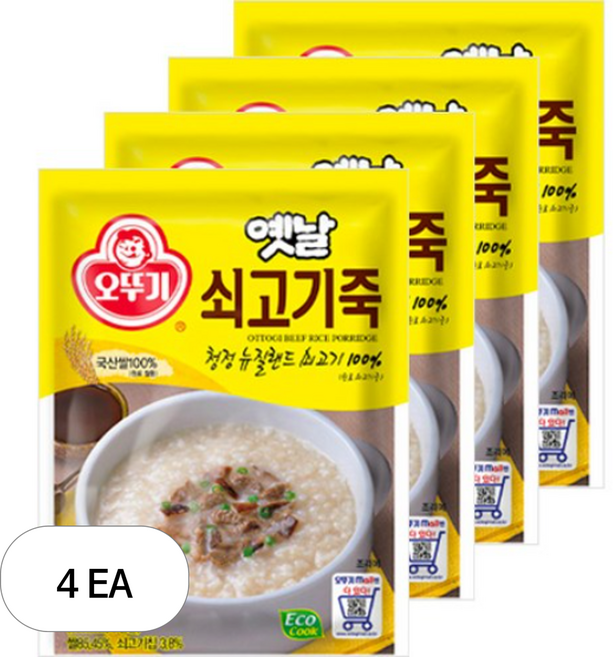 오뚜기 옛날 쇠고기죽, 85g, 4개