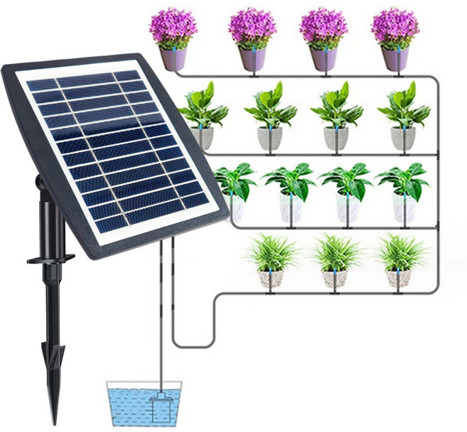 HK.sell 카니 태양열 화분 물주기 자동 급수기, 블랙, 1개
