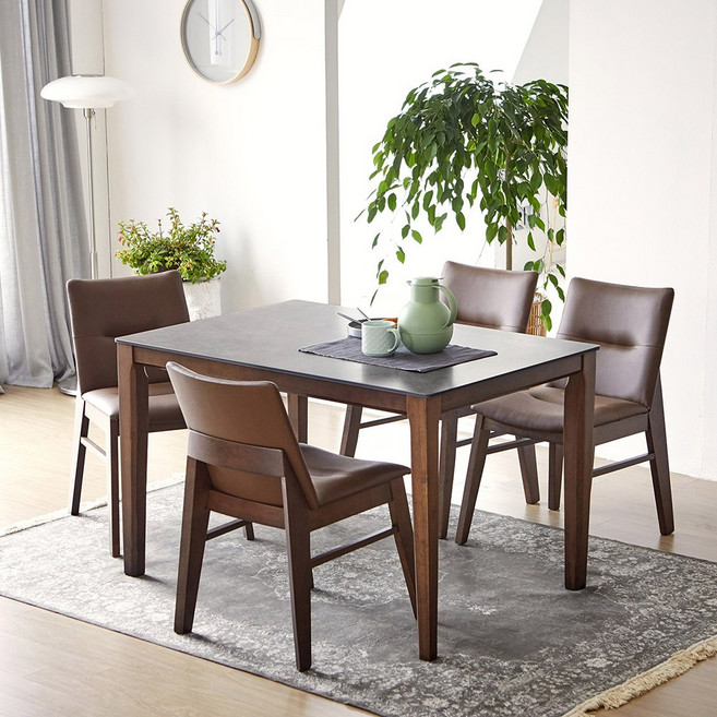 베스트리빙 루마니아 빈츠 포세린 12T 통세라믹 1200/1400 4인용 와이드 세라믹 식탁 테이블 세트/의자4개/의자2개+벤치형/4colors 2size, 의자4개형, 마블화이트/모카