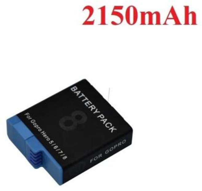 충전식 리튬 이온 배터리 고프로 히어로 8 7 6 5 액세서리 히어로 8 블랙 액션 카메라 배터리 2150mAh, 1) 1Pcs Battery, 1개