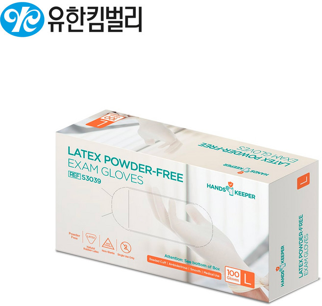 유한킴벌리 라텍스장갑 100매 파우더프리 의료용 식품용 위생, 1개, 아이보리