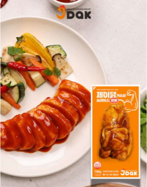 제이닭 닭가슴살 슬라이스 짬뽕맛, 100g, 30개