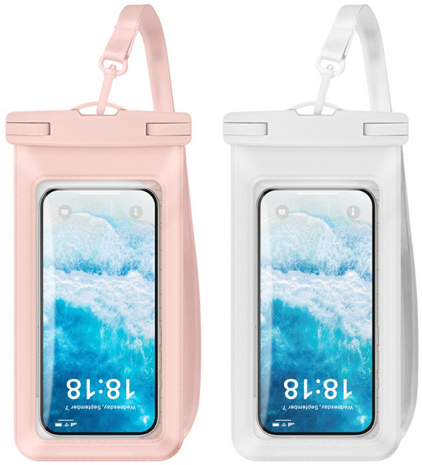 그레나 핸드폰 방수팩 1+1 대형 파스텔, 핑크+화이트, 1세트