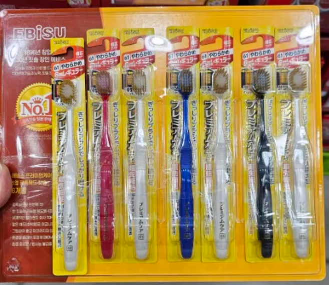 EBISU 프리미엄케어 61 부드러운모 미세모 칫솔 랜덤발송, 1개입, 6개