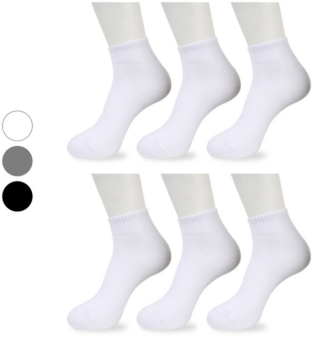 NO 라벨 여자 면100% 무지 순면 간호사 학생 단목 양말 6켤레 SET