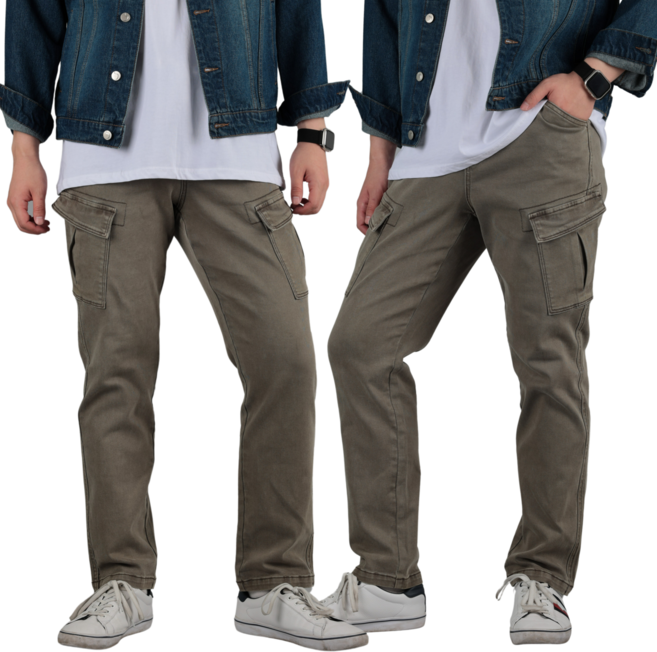 카고팬츠 피그먼트 워싱 스판 밴딩 면 카고바지