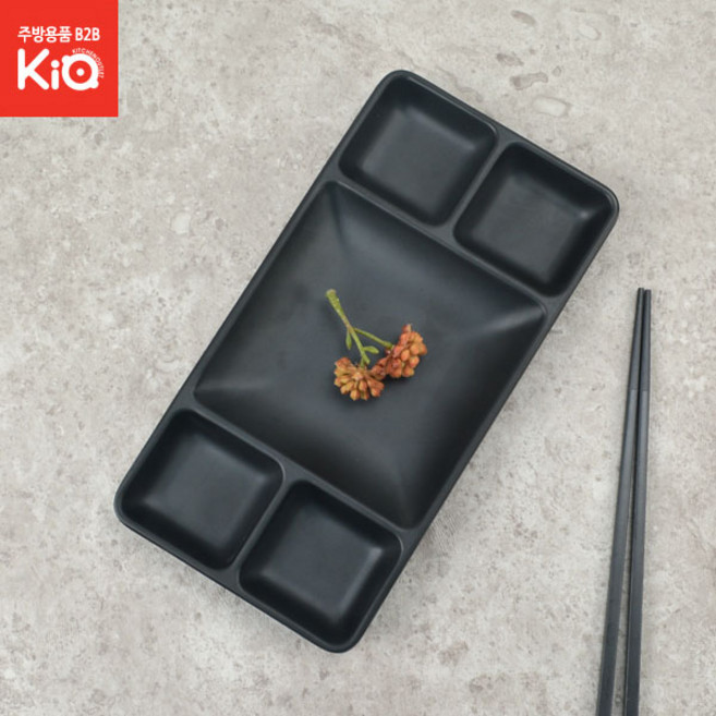 에스제이 직사각 접시 5절 퓨전토기 반찬기 직사각5칸종지, DS-7435