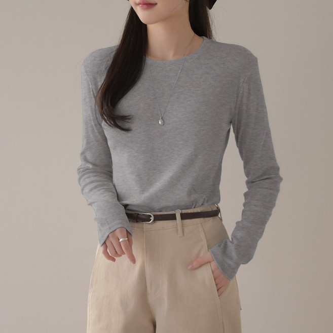 데일리앤 순수 여성 기본 잔골지 면 모달 스판 레이어드 긴팔 티셔츠 봄 가을