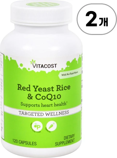 비타코스트 홍국 & 코큐텐 (노-플러쉬 나이아신 포함) Vitacost Red Yeast Rice & CoQ10 With No-Flush Niacin 120정, 2개 - 쿠팡
