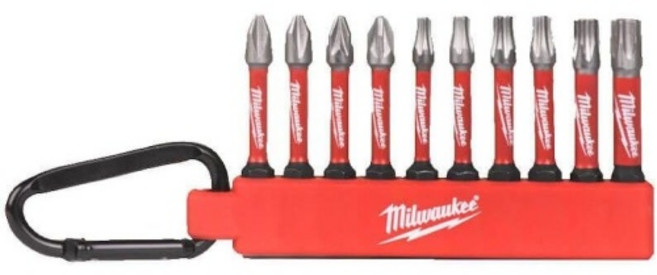 밀워키 - 충격파 충격 듀티 드라이버 비트 카라비너 세트 10개, 1