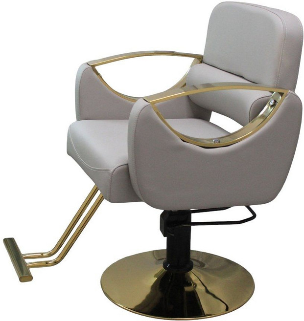 LEHR 미용실의자 메이크업 헤어샵 체어 업소용 네일샵 바버샵 이발소, 1개, 애쉬 화이트 + 금색 도금