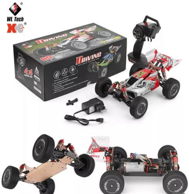 (당일발송) WLtoys 144001 4륜구동 버기 RC카 오프로드 버기 차량, 레드(오프로드 버기카), 1개