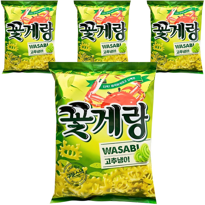 빙그레 크라운 꽃게랑 와사비 과자, 70g, 4개