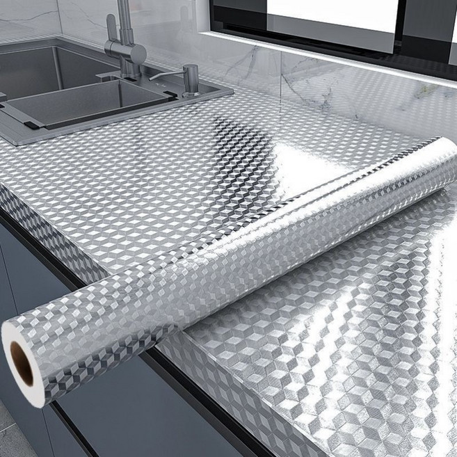 접착식 두꺼운 방수 기름때 방지 주방 알루미늄 시트지, 2개
