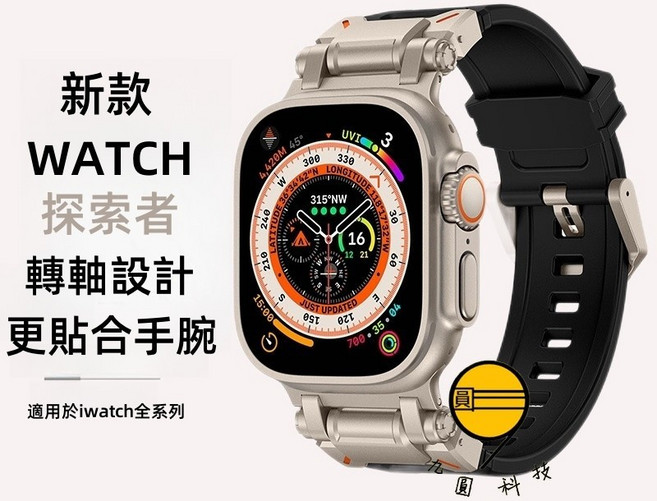 鈦金屬錶帶 戶外戰術錶帶 適用 Apple Watch 49mm Ultra 3, 升級款鎧甲2代-鈦橙,49mm（Ultra1/2/3）通用, 1個