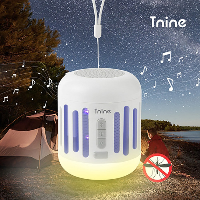 Tnine 무선 충전식 모기 퇴치기 TN-M200 / 캠핑 랜턴 블루투스 스피커 겸용 3in1 날파리 벌레 해충 퇴치 캠핑용 가정용