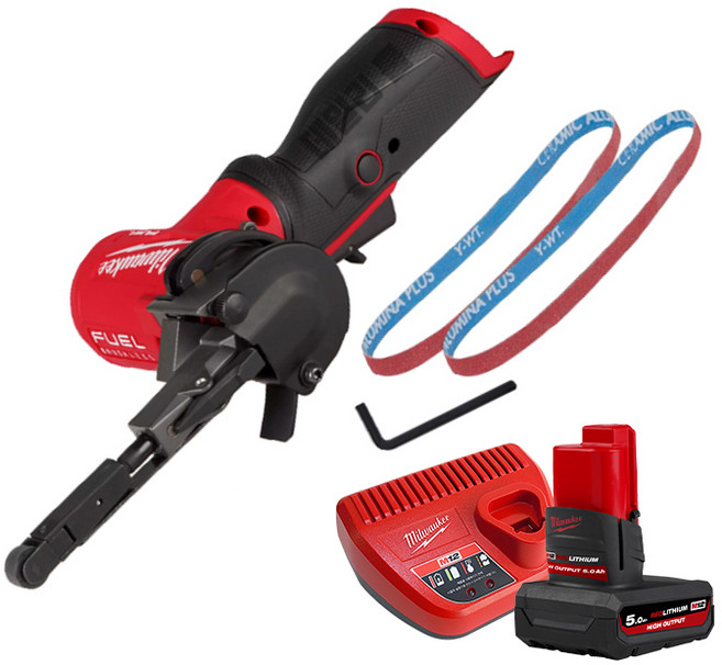 밀워키 12V 충전 벨트샌더 5.0배터리 1팩 세트 무선 밸트 샌딩기, 1개