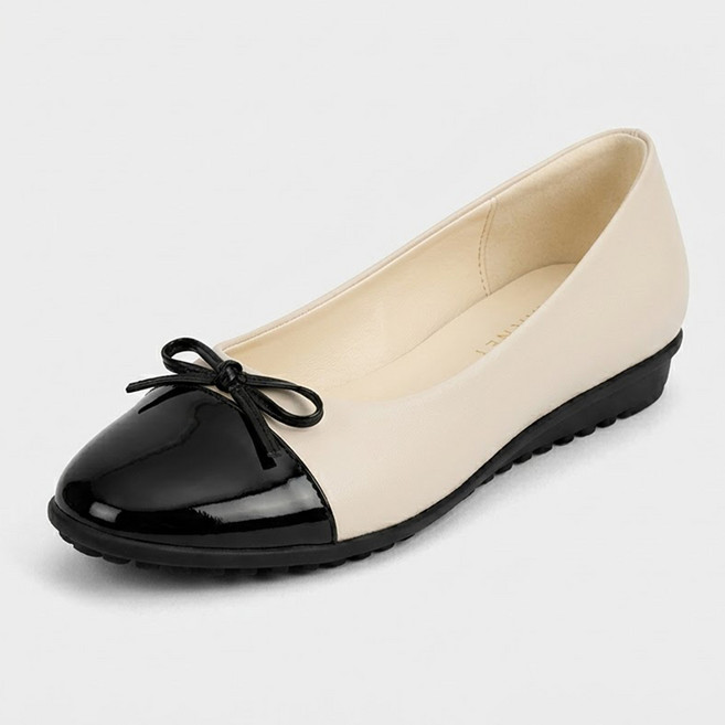 타니즈 리카 발편한 리본 투톤 배색 여성 플랫슈즈 (2cm)