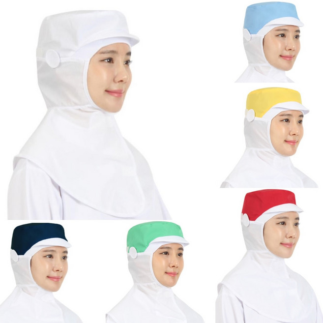 HACCP 가볍고 시원 고온 작업장 롱타입 식품공장 위생모 이물질차단 요리모자 주방모 급식실 식품모자, 그린 M, 1개