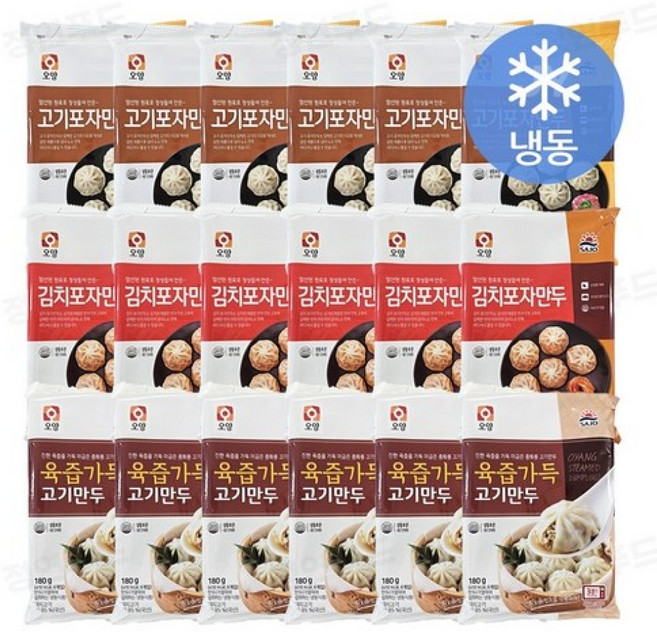 [정연푸드] 사조오양 포자만두 3종 18개 (고기포자만두6개 + 김치포자만두6개 + 육즙가득고기만두6개), 180g