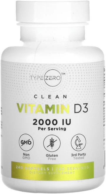 TypeZero Clean Vitamin D3 2 000 IU 240 Softgels, TypeZero, Clean, Vitamin D3, 2 - 쿠팡