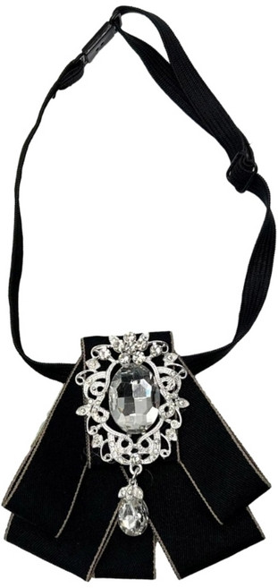 여자 여자 보우 넥타이 패션 예쁜 리본 단색 가짜 다이아몬드 보우 타이, 검은색