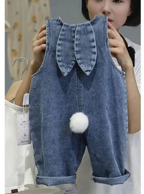 뷰오투 유아동 멜빵바지 청멜빵 토끼멜빵 봄 가을 청 팬츠