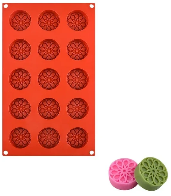 꽃 패턴 실리콘 몰드 초콜릿 실린더 캔디 쿠키 디저트 베이킹 도구 라운드 미니 비누 스 큐브 트레이 케토 스낵, [02] Round
